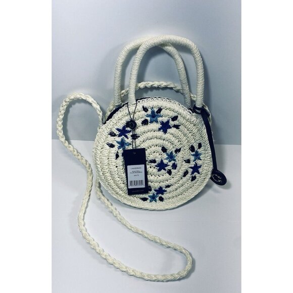 NWT Wonder Small Natural Woven Straw Round Crossbody Shoulder Bag Purse - Picture 9 of 9